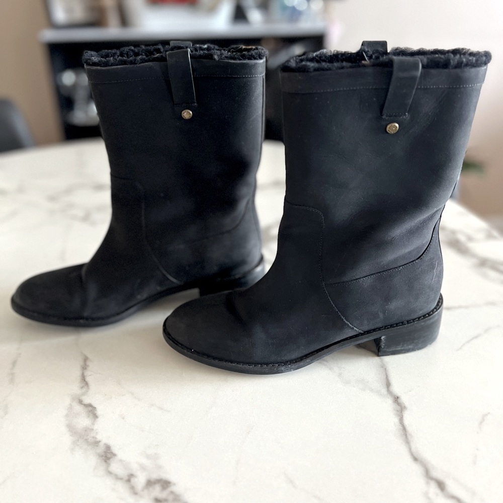 Womens Cole Haan Jessup Shearling Lined Waterproof Pull On Boots - Black